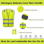 Safety Vests 10 Pack - Yellow Reflective High Visibility Construction ANSI Class 2 Work Vest for Men,Woman,Hi Vis Vest Mesh and Neon Silver Strip