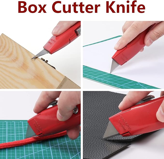 DIYSELF Utility Knife, 20 Pack Heavy Duty Box Cutter Retractable, Box Cutter Knife, Box Opener, Cardboard Cutter, Utility Knives for Garage, Home and Office, Box Cutters for Daily Use (Red)
