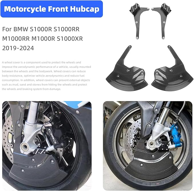 Motorcycle Front Brake Caliper Disc Guard Fairing Protector for BMW M1000RR S1000R S1000RR S1000XR 2020 2021 2022 2023 2024 Carbon Fiber Aero Disc Fender Accessories (Matte Black)