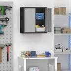 Metal Garage Wall Cabinet, 28" Wall Mount Storage Cabinets with Locking Doors and Shelf, Metal Small Storage Cabinets for Garage, Laundry Room, Kitchen, Pantry