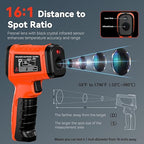 Dual-Mode 50:1 Infrared Thermometer Gun -58°F to 1796°F, with K-Type Thermocouple for Internal Measurements, Max/Min Temperature, Alarm for Industrial & Home Use