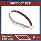 12 Pcs Sanding Belts 3/8 x 21 Inch 320 Grit Aluminum Oxide Abrasive Sandpaper for Belt Sander Metal Grinding Wood Working Weld Rust Removal