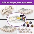 114 PCS Polishing Kit with 2Pcs Polishing Compound for Dremel, Abrasive Buffing Wheels Polishing Bits for Rotary Tool Accessories with 1/8 Inch Shank, Sanding Kit for Metal Wood Watch Jewelry Brass