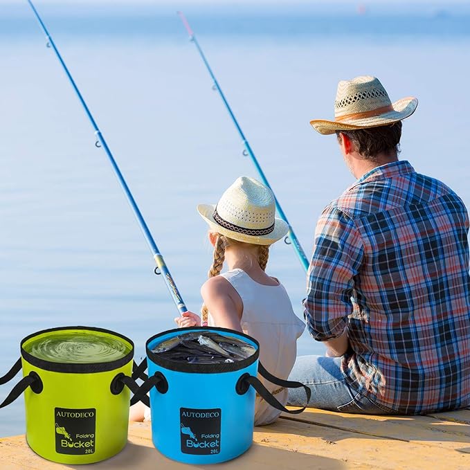 AUTODECO Collapsible Bucket 5 Gallon Container Folding Water Bucket Portable Wash Basin 20L