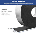 DGSL Pipe Insulation Wrap, 2" Wide X 66 Ft (2 Roll) Pipe Insulation Foam Tube, Self-Adhesive AC Line Insulation for Winter Freeze Protection