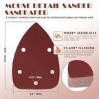 320 Grit Mouse Sander Sandpaper, Jamiikury 5 Hole Detail Sander Sandpaper Palm Sander Paper Mouse Sanding Pads Hook and Loop Sanding Sheets - Pack of 20