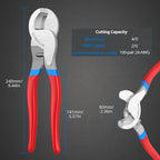 Wire cutter 10 Inches Red Heavy duty high leverage cable cutter tool Sharp cutting blade for Aluminum/Copper/Communications cables