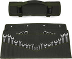 Heavy-Duty 32-Pocket Wrench Roll-Up Organizer - Made with 16 oz. Waxed Canvas, Fits Metric & SAE Wrenches, Perfect for Mechanics, DIYers, and Tool Storage (Army Green)