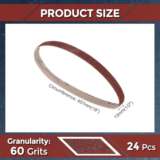 20 Pcs Sanding Belts 1/2 x 18 Inch 60 Grit Aluminum Oxide Abrasive Sandpaper for Belt Sander Metal Grinding Wood Working Weld Rust Removal