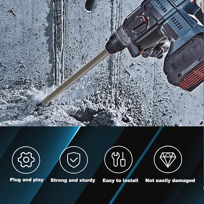 24-Inch SDS Plus Chisel Set, 3/4 Inch Flat Chisel and Point Chisel with Sds Plus Shank Ideal for Concrete Demolition, Tile Removal Chisel Tool for SDS Plus Hammer Drill Attachment
