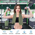 BOGI Microfiber Travel Sports Towel-Quick Dry Travel Towel,Soft Lightweight Absorbent Compact Sports Towel for Camping Gym Beach Bath Yoga Swimming Backpacking (S:16''x32'',2Pcs-AGreen)