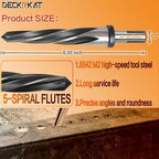 3/4" Reamer Drill Bit for Metal, M2 HSS Taper Reamer for Steel, Alloy, Wood, Plastic to Align, Enlarge Holes – 5-Spiral Flutes, 1/2" Non-Slip Shank, 19mm Car Reamer, Bridge Construction Reamer.