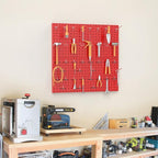 TORACK Metal Pegboard Wall Organizer 24" x 24" or 12" x 48", 70 PCS Tool Storage Pegboard for Garage Tool Organizer Board with Pegboard Hooks for Workbench(Red)