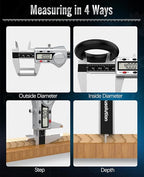Digital Caliper 6 inch,(ABS) Absolute Scale Caliper,IP54 Caliper Measuring Tool, Inch/MM, Auto-Off LCD Stainless Steel Waterproof Micrometer Vernier Caliper, with Steel Ruler, Silver