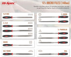 Hi-Spec 16pc Metal Hand and Small Mini Needle Steel File Set in a Carry Case. Fine, Flat, Half, Round and Triangle Files for Crafts, Metal and Wood