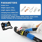 10T Hydraulic Lug Crimper Tool 12 AWG to 2/0 AWG Battery Cable Crimper Hydraulic Crimping Tool Electrical Terminal Wire Crimper with 9 Pairs of Dies Kit, Blue