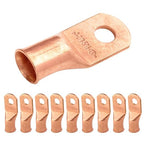 SELTERM 10pcs 2/0 AWG -5/16" Stud - Battery Lugs, Heavy Duty Wire Lugs, Ring Terminals, Battery Cable Ends,00 Gauge Terminals, UL Bare Copper Eyelets Electrical Battery Terminal Connectors