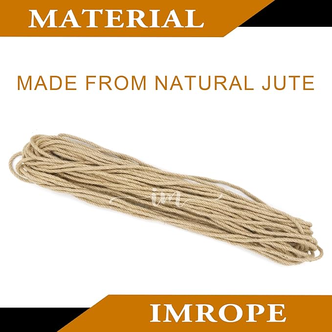 6mm x 250 Feet Natural Jute Rope, Twine for Gardening Tomato Climbing Plant Tie Floristry Crafts Gift Wrapping Packing Decor