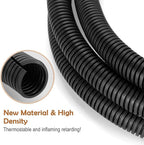 ZhiYo 20FT 1/2” Wire Loom Split Tubing Auto Wire Conduit Flexible Cover | High Temperature Heat Resistant -40F to 257F | Plastic Cover for Electrical Wires & Cables, Black
