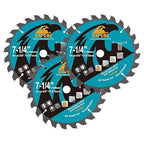 7-1/4 Inch Miter/Table Saw Blades 3pcs, 24 Teeth ATB TCT Fine Finish Wood Cutting Circular Saw Blade with 4/5 Inch Arbor