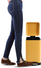 happimess HPM1012L Betty Retro Mini 3.2-Gallon Step-Open Trash Can, Daffodil Yellow for Home, Kitchen, Bathroom, Living Room, Office