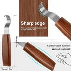 Wood Carving Knife With Leather Strop and Polishing Compound, Wood Whittling Tools for Beginners, Adults and Kids (Hook Carving Knife)