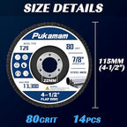14 Pack of Flap Discs 4 1/2 for Angle Grinder Grit 80 Type 29 Zirconia Grinding Wheel for Wood Metal Sanding