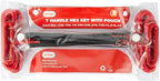 10-Piece Red Inch/SAE T-Handle Allen Hex Key Wrench Set(3/32-3/8)，7.4 inches long, Printed Specifications, Versatile Tool for DIY