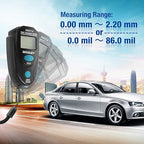 allsun EM2271A Digital Paint Gauge Thickness Meter, Car Mini Coating Paint Tester LCD 2.2mm/80mil Data Hold Black