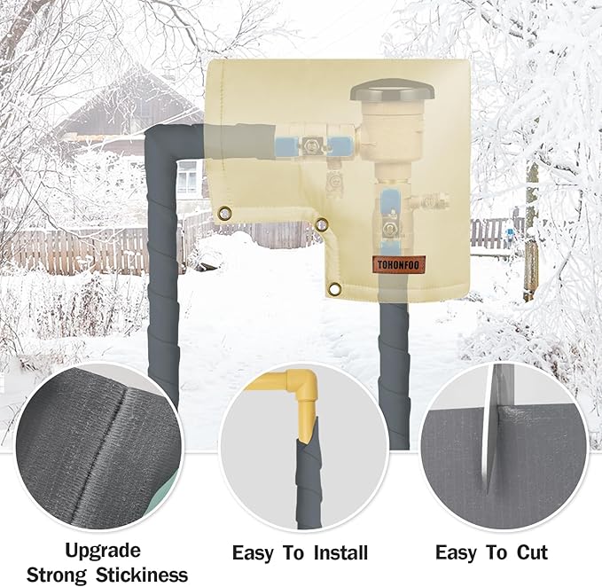 Pipe Insulation Tape, Outdoor Water Pipe Insulation Wrap, Foam Insulation Tape for Outdoor Pipes Winter Freeze Protection, Heat Tape for Water Pipes, Copper Pipes, PVC, AC Line, 4in x 15ft, Grey
