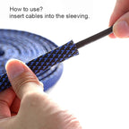 100ft - 1/2 inch PET Expandable Braided Sleeving – BlackBlue – Alex Tech Braided Cable Sleeve