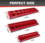 3Pcs 1/2", 1/4" and 3/8" Magnetic Socket Organizer Set,SAE Socket Holder Kit, Socket Trays，holds 68 Deep and Shallow 3/8" Sockets(sockets not included)