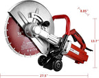 Electric 14 in Circular Saw Cutter with 4.8 in Cutting Depth, Wet/Dry Disk Saw Cutter Includes Water Line, Pump and Blade, for Stone, Brick, Porcelain, Concrete, 3500w cutting machine