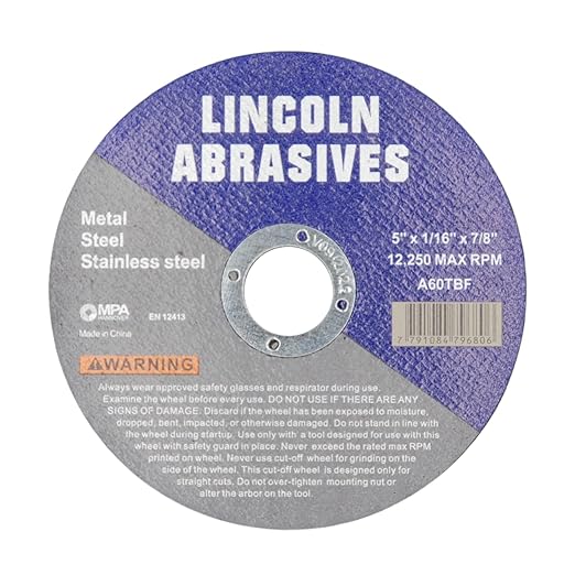 400 Pc 5" x 1/16" x 7/8" Cut-Off Wheels Lincoln Abrasives Metal & Stainless Steel