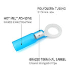 Wirefy 130 PCS Heat Shrink Ring Terminals #6 - a Resistant Ring Connectors - Eyelet Wire Connectors - Blue 16-14 AWG