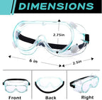 Yunsailing 30 Pack Protective Safety Goggles Clear Lab Over Glasses Anti Fog Eye Protection Goggles for Men Women(Clear Green)