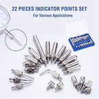 KATSU Tools Dial Indicator with Magnetic Base and 22 Pieces Indicator Points Set, 0-1.0" Tester Gauge, 0.001" Precision, Fine Adjustment, Measuring Toolkit in Storage Case 401111