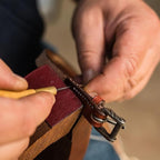 HARFINGTON Handwork Sewing Awl 5mm Rhombus Taper Stitch Leather Punch Hole Tool with Wooden Handle Scratch for Leather Craft Drilling Stitching Repair and DIY Handmade, Log Color