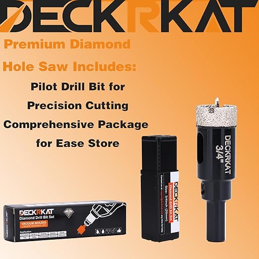 3/4 Inch Diamond Hole-Saw Bits with Pilot Drill Bit - 2pc 3/4" Diamond Tipped Tile Hole Saws with Guiding Bit Accurate Drilling for Porcelain Tile Ceramic Pottery Granite Stone Glass Bottles 20mm