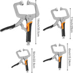ZOENHOU 4 Pack 6" 9" 11" 14" Face Clamp C-Clamp Locking Pliers, Adjustable Vise Grip Clamps with Swivel Pad and Rubber Handle, Pocket Hole Clamp for Woodworking, Welding, Aligning