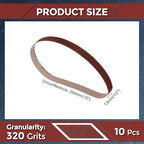 10 Pcs Sanding Belts 1/2 x 10 Inch 320 Grit Aluminum Oxide Abrasive Sandpaper for Belt Sander Metal Grinding Wood Working Weld Rust Removal