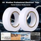 Qilery 60 Pack Electrical Tape Waterproof 3/4 in x 65 ft Electric Wire Tape for Any Weather Under 600v Home Outdoor Insulating Wire Wrapping(White)