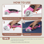 VLOXO Cardboard Cutter, Cordless Electric Scissors for Leather with Safety Lock, Box Cutter Electric Multi-Cutting Tools Rechargeable Powerful Scissors for Canvas Leather Plastic with Storage Box Pink