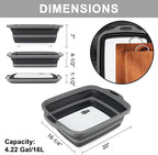 Tiawudi Large Collapsible BBQ Prep Tub with Lid(4.22 Gal/16L), Foldable Camping Sink with Colander, Cutting Board, Dish Basin for Kitchen, Bowl, Vegetable and Fruit, Storage Basket for Picnic
