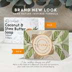 O NATURALS 3-Pack Organic Coconut & Shea Butter Soap Bar 4oz each Set - 100% Vegan Cold Process Bar Soap Scented Premium Essential Handmade Soap - Natural Soap for Men Women, Face, Body