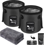 AUTODECO 2 Pack Collapsible Bucket 5 Gallon Container Folding Water Bucket Portable Wash Basin for Outdoor Travelling Camping Fishing Gardening Car Washing 20L