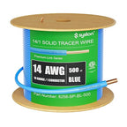 14 AWG Tracer Wire 600V 100% Solid Copper Conductor Direct Burial Underground, Blue Tracer Wire for Locating Underground Pipes and Lines Water Sewer Pipe Fiber Optic Gas Electrical Wire, 500 FT