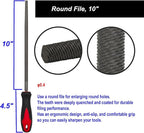 Bastard Cut Metal Files,10In. Half Round,Flat,Round,American Pattern File,T-12 Hardened Steel,Deeply Quenched Teeth to Sharpen Tools and Deburr,Ideal for Wood, Metal, Plastic