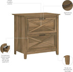 Bush Furniture Key West Lateral File Cabinet, Modern Farmhouse 2 Drawer File Cabinet for Home Office
