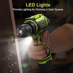 Cordless Drill Set,12V Power Drill Driver 3/8" Keyless Chuck with 42 Acessories, Built-in LED Light, 25+1 Position, Electric Drill for Home DIY Projects (Green)